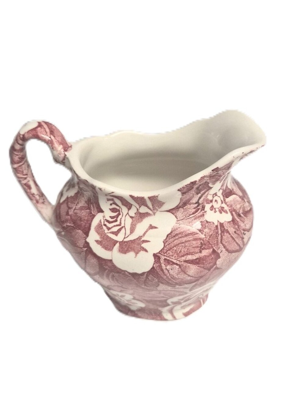 VTG Burleigh Victorian Chintz Pink Milk Jug Staffordshire Creamer Grandmillennia